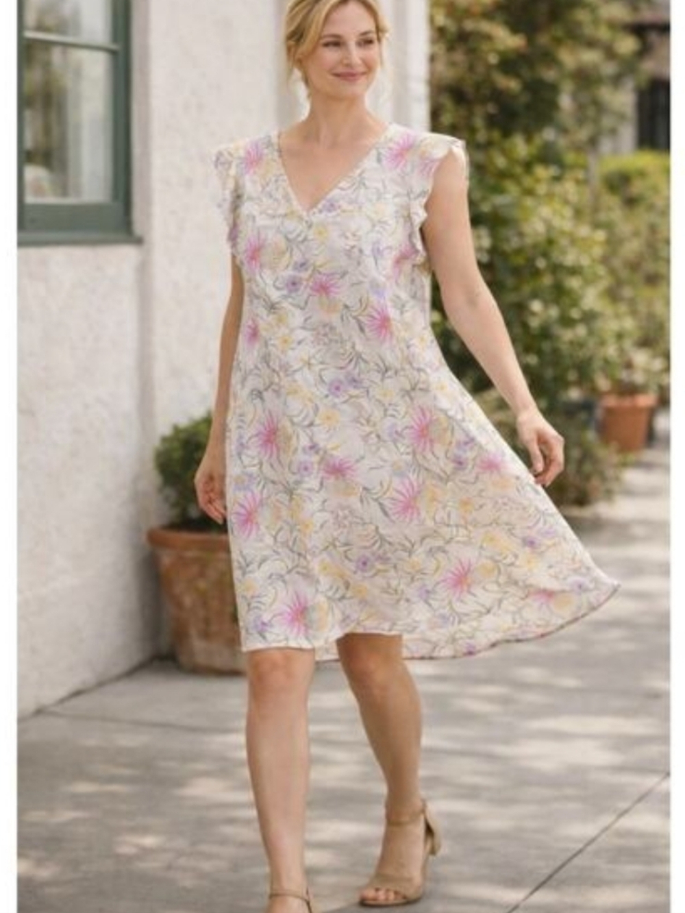 Joie Multi Color Floral 100% Linen Dress NWOT 3X